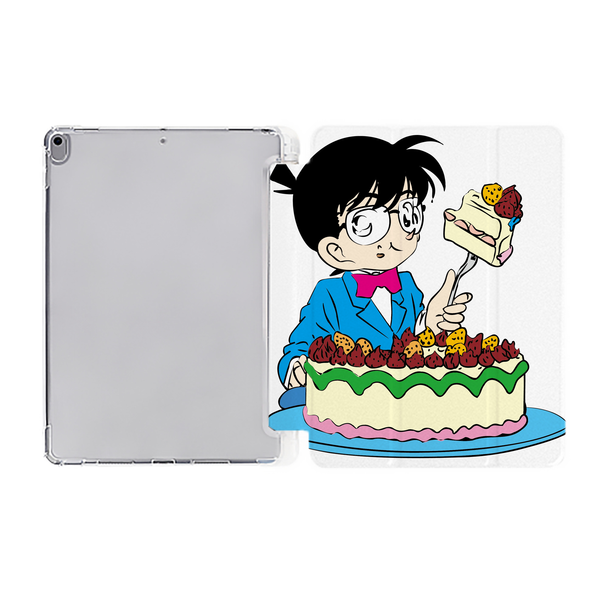 （画像用） 名探偵コナン 江戸川 コナン Detective Conan Conan Edogawa IPad ケース ペン収納付き 三つ折りスタンド PUレザー×シリコン 対応機種9.5/10.5/10.9インチ